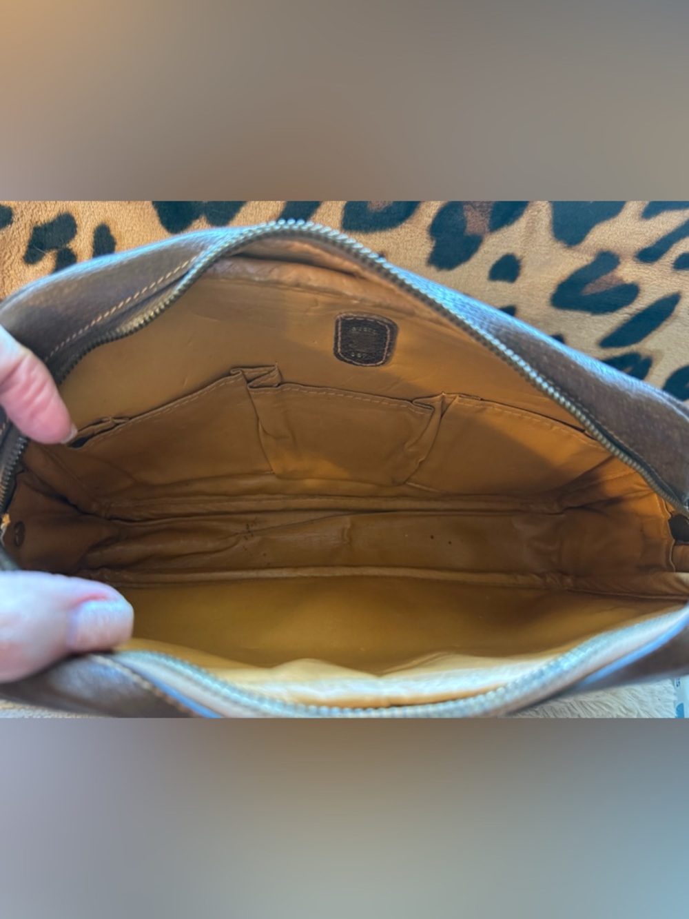 Gucci Beige and Brown Monogram Clutch Wristlet - Picture 6 of 7